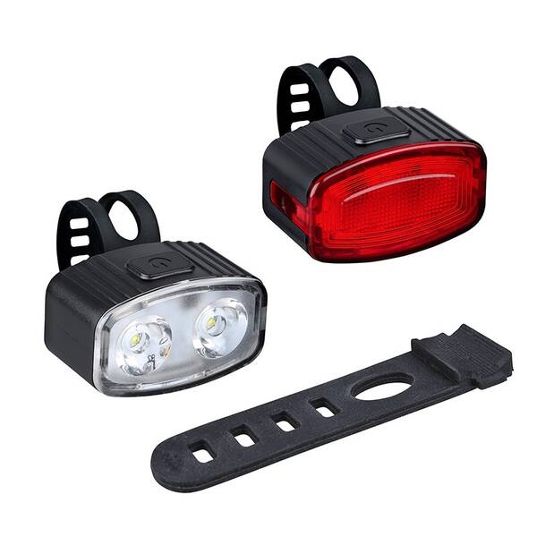 Svítilna Solight WN47, Set nabíjecích cyklo svítilen, 160lm přední, zadní červená, Li-Ion, USB černá

