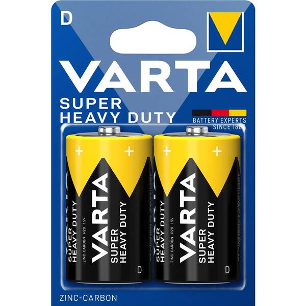 Baterie zinkouhlíková Varta Super Heavy Duty D, R20, blistr 2ks 

