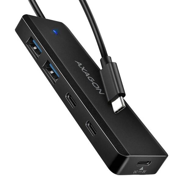 USB Hub Axagon Travel USB-C, 2x USB-A + 2x USB-C černý

