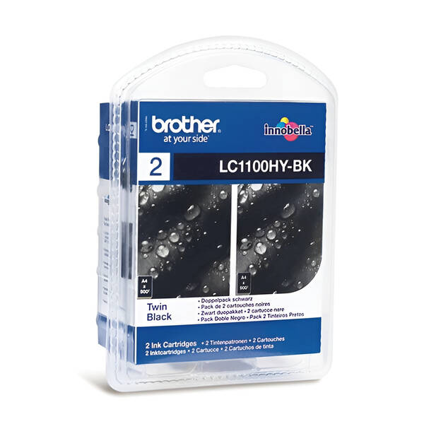 Inkoustová náplň Brother LC-1100HY, 2x900 stran, 2 pack černá

