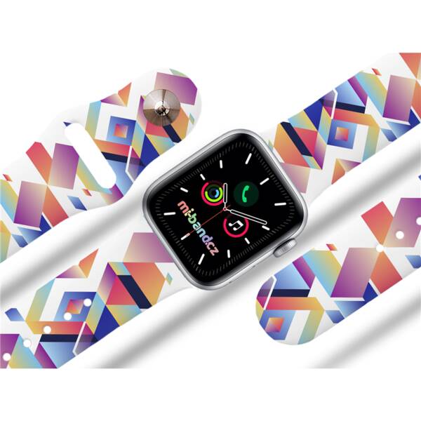 Řemínek Mi-Band na Apple Watch 38/40/41 mm - motiv Indiánský vzor, bílý 

