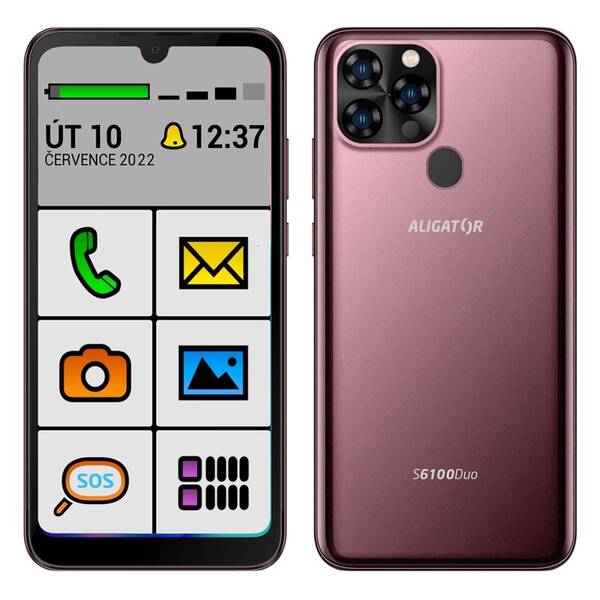 Mobilní telefon Aligator S6100 Senior - demo vínová barva
