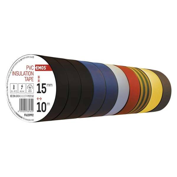 Páska EMOS Izolační PVC 15mm / 10m barevný mix 10ks 

