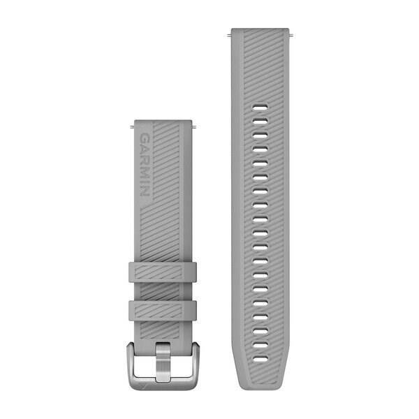 Řemínek Garmin Quick Release 20mm, silikonový šedý, stříbrná přezka 

