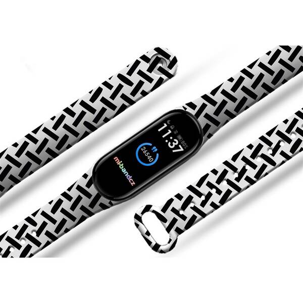 Řemínek Mi-Band na Xiaomi Mi Band 3/4 - motiv Křížový vzor, bílý 

