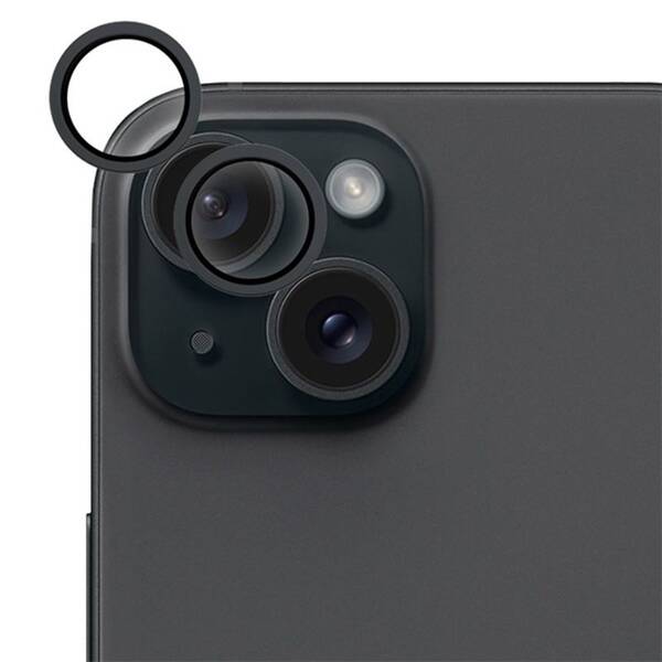 Ochranné sklo čočky fotoaparátu Epico Aluminium Lens Protector na Apple iPhone 15/15 Plus černé

