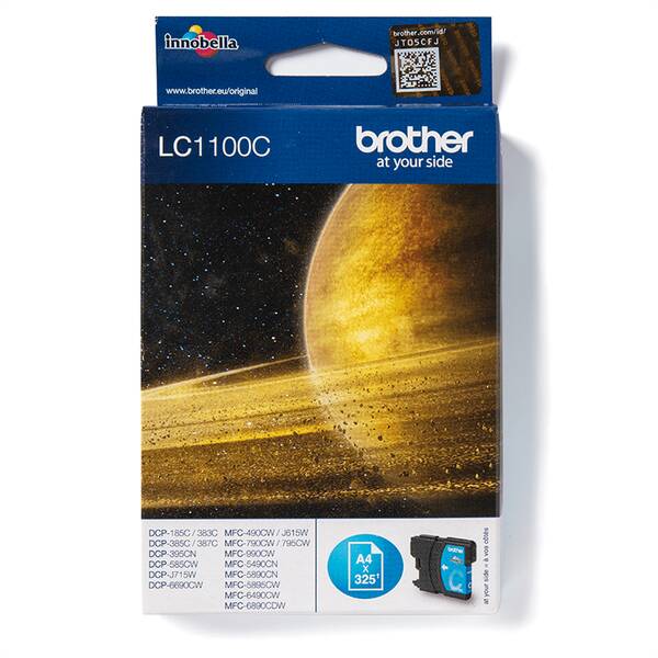 Inkoustová náplň Brother LC-1100C, 325 stran azurová


