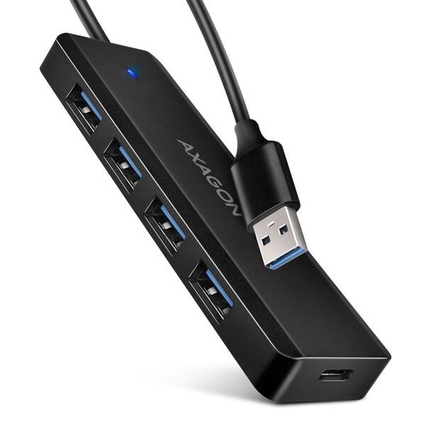 USB Hub Axagon 4x USB / USB-C, kabel USB-A 19cm černý

