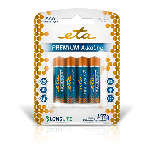 Baterie alkalická ETA ALKALINE AAA, LR03, blistr 4ks 


