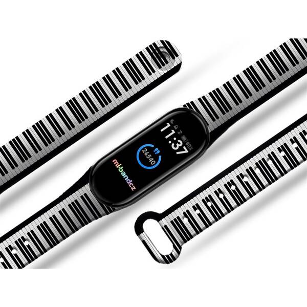 Řemínek Mi-Band na Xiaomi Mi Band 3/4 - motiv Klávesy, bílý 

