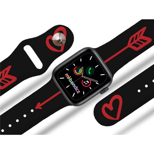 Řemínek Mi-Band na Apple Watch 42/44/45/49 mm - motiv Amorův šíp , černý 

