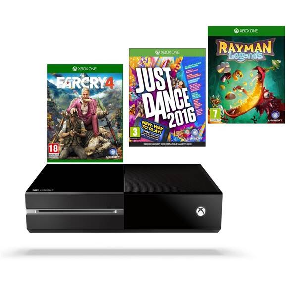 Herní konzole Microsoft 1 TB + hra XONE Far Cry 4 + hra XONE Rayman Legends + hra XONE Just Dance 2016 

