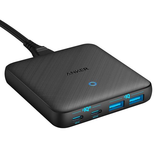 Nabíječka do sítě Anker PowerPort Atom III 63W Slim 1x USB-C(45W) 1xUSB-C(18W) 2xUSB-A(20W) černá

