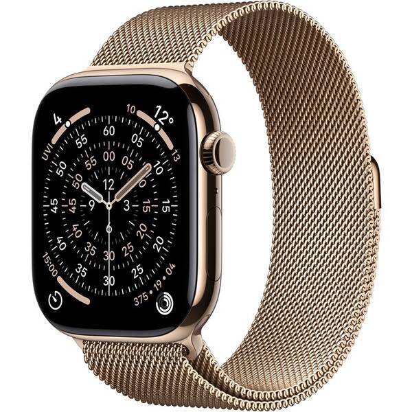 Chytré hodinky Apple GPS + Cellular 46mm zlatý titan - zlatý milánský tah - M/L 

