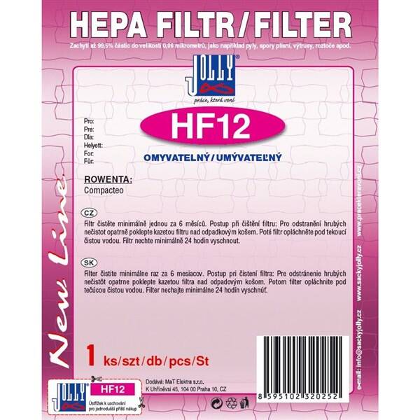 HEPA filtr pro vysavače Jolly HF12 zelený

