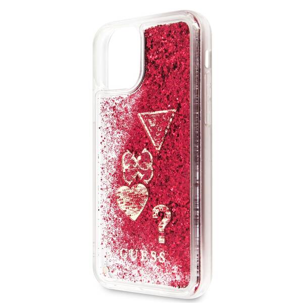 Kryt na mobil Guess Glitter Hearts na Apple iPhone 11 červený

