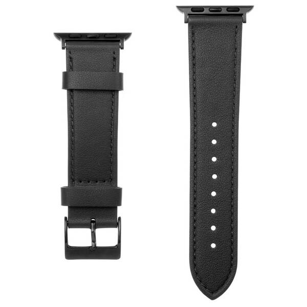 Řemínek FIXED Leather Strap na Apple Watch 42/44/45/49 mm černý

