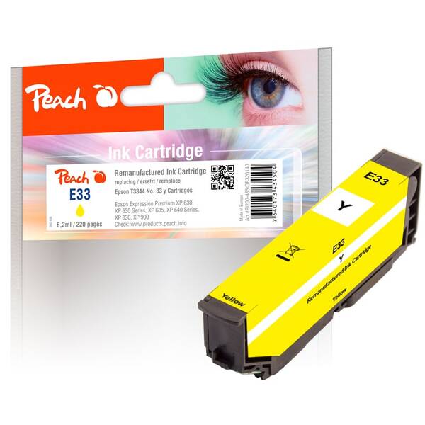 Inkoustová náplň Peach Epson 33, T3344, 330 stran žlutá

