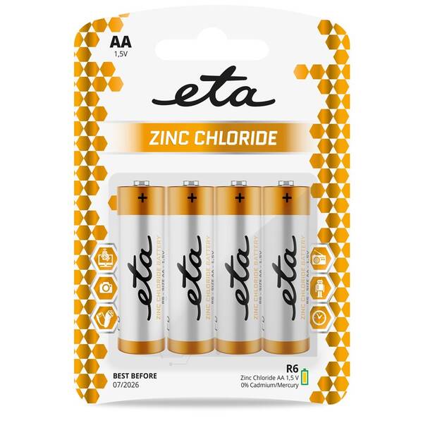 Baterie zinkochloridová ETA AA, R6, blistr 4ks 

