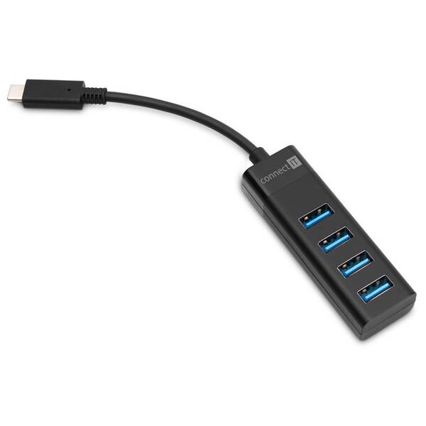 USB Hub Connect IT USB-C, 4 porty USB 3.0 černý


