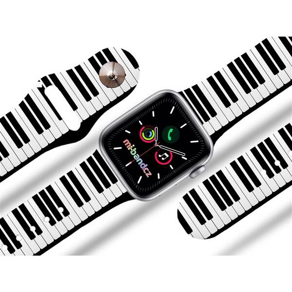 Řemínek Mi-Band na Apple Watch 38/40/41 mm - motiv Klávesy, bílý 

