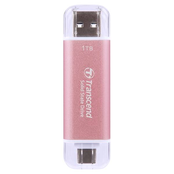 SSD externí Transcend ESD310C 1TB, USB-A/USB-C růžový

