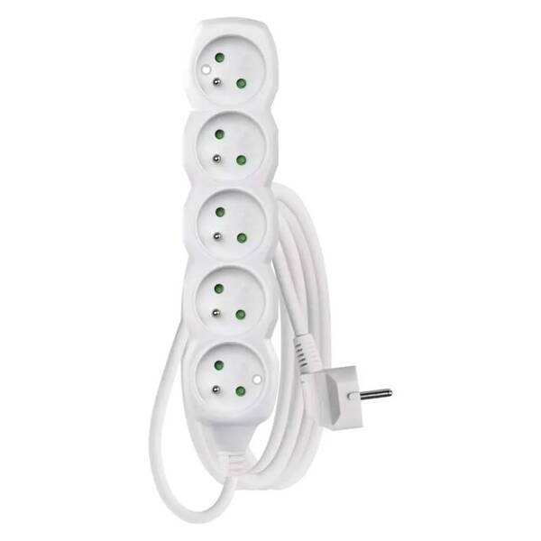Kabel prodlužovací EMOS 5x zásuvka, 3m bílý

