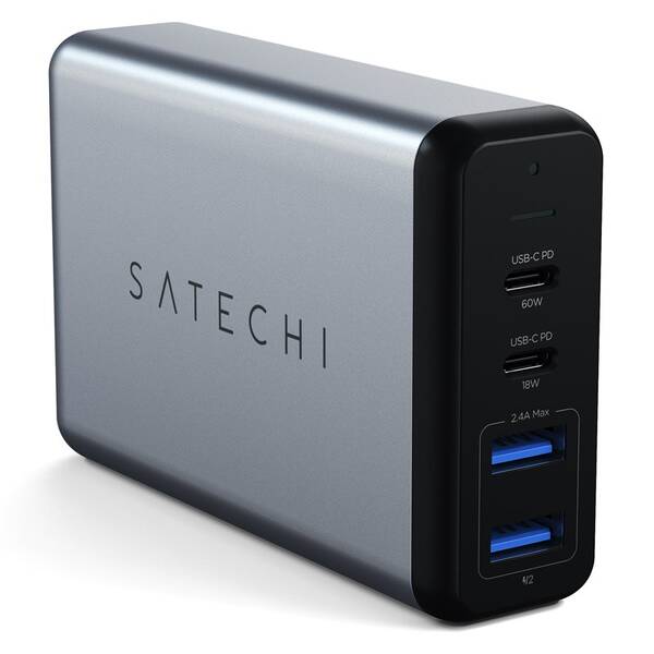 Nabíječka do sítě Satechi 75W Dual PD Travel Charger (2x USB,1x USB-C PD 18W,1x USB-C PD 60W) šedá

