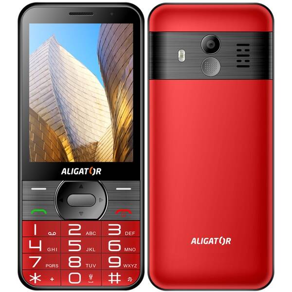 Mobilní telefon Aligator A900 Senior + nabíjecí stojánek červený

