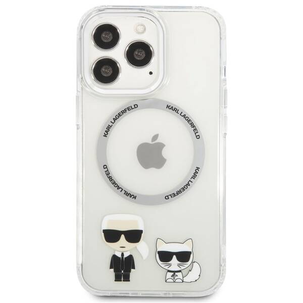 Kryt na mobil Karl Lagerfeld MagSafe Karl and Choupette na Apple iPhone 13 Pro průhledný

