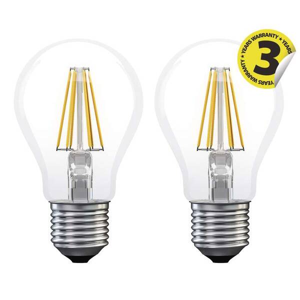 Žárovka LED EMOS Filament A60 6W E27 teplá bílá 2ks 


