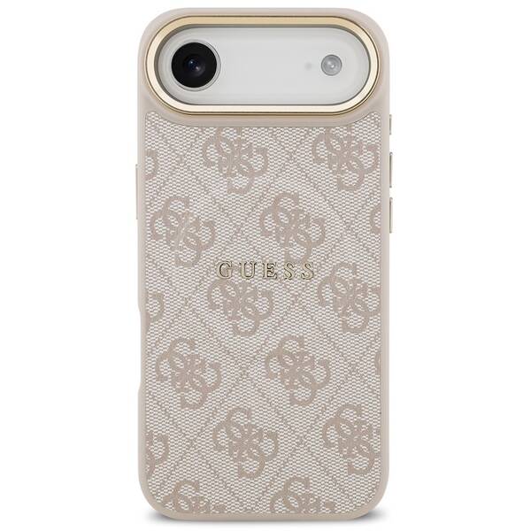 Kryt na mobil Guess PU Leather 4G Gold Frame MagSafe na Apple iPhone Air růžový

