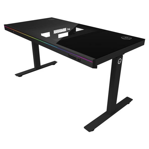 Herní stůl Lorgar DE90 RGB Tempered Glass černý

