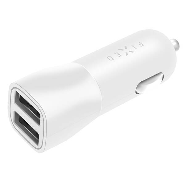 Adaptér do auta FIXED 2x USB, 15W Smart Rapid Charge bílý


