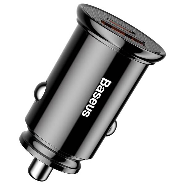 Adaptér do auta Baseus USB + USB-C, 30 W, QC 3.0 černý

