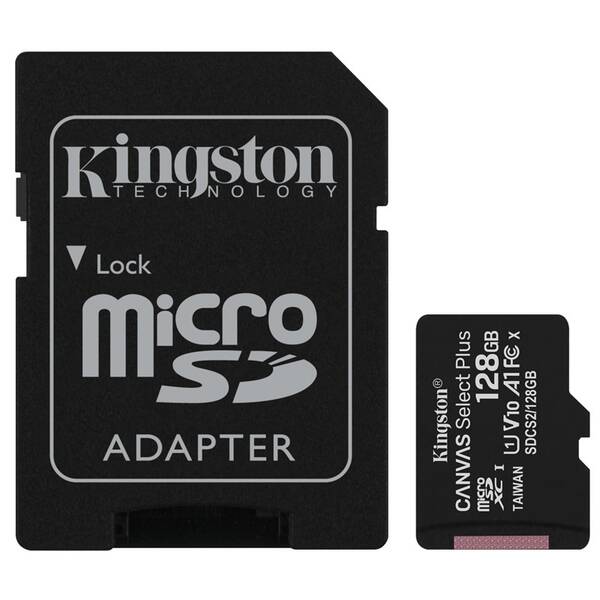 Paměťová karta Kingston MicroSDXC 128GB UHS-I U1 (100R/10W) + adapter 

