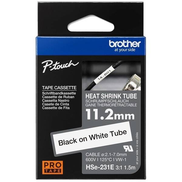 Papírový štítek Brother HSE-231E černá na bílé, 11,2 mm 
