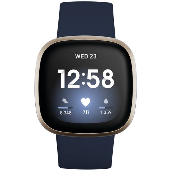 Chytré hodinky Fitbit Versa 3 - Midnight/Soft Gold Aluminum 

