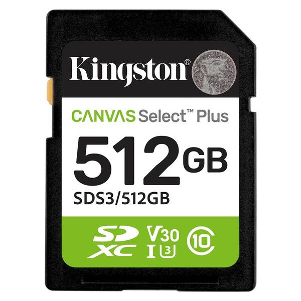 Paměťová karta Kingston Canvas Select Plus SDXC 512GB UHS-I U3 (R150) černá

