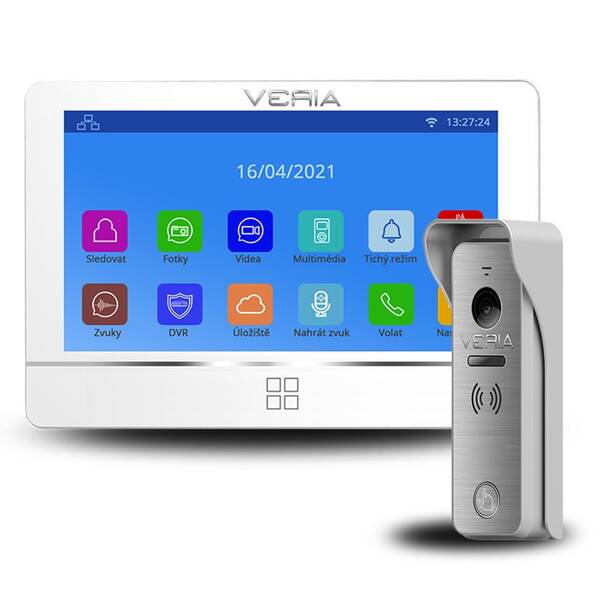Dveřní videotelefon VERIA 8277B + vstupní stanice VERIA 831 bílý

