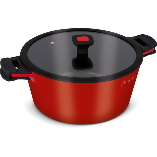 Kastrol s poklicí Lamart LT1172 černý/červený

