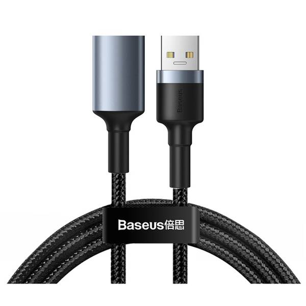 Kabel Baseus Cafule USB/USB, M/F, prodlužovací, 1m šedý

