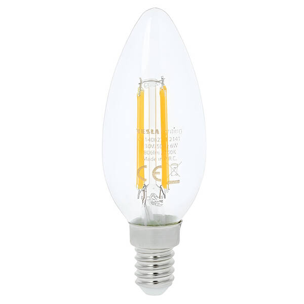 Žárovka LED Tesla Lightning filament svíčka E14, 6W, teplá bílá 

