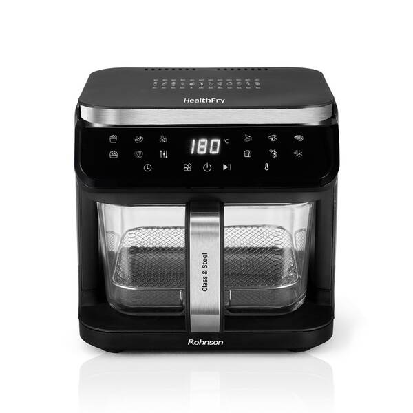 Fritéza horkovzdušná Rohnson R-2890 Glass & Steel HealthFry, 5,5 l černá

