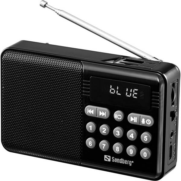Radiopřijímač Sandberg Speaker Radio FM+BT Recharge černý

