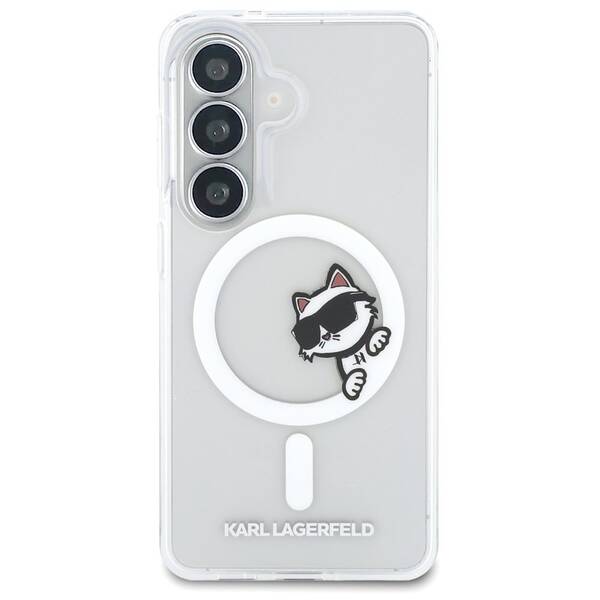 Kryt na mobil Karl Lagerfeld IML Choupette Peekaboo Logo Magnetic na Samsung Galaxy S26+ průhledný

