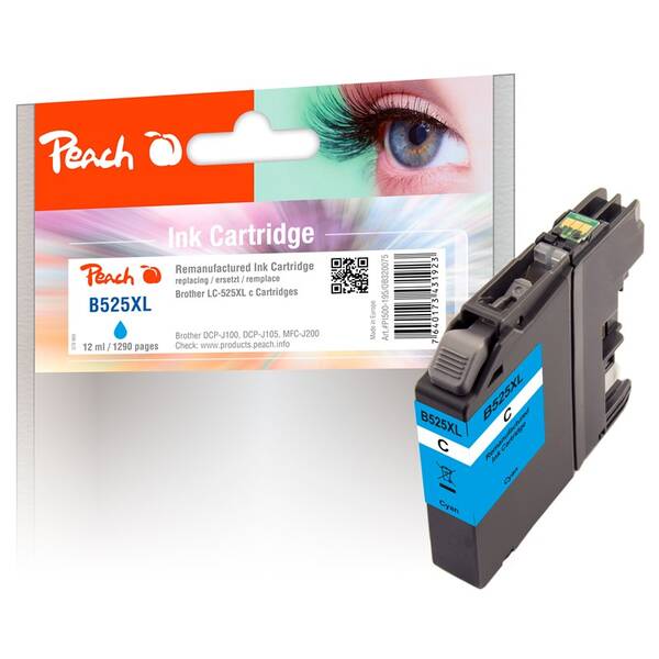 Inkoustová náplň Peach Brother LC-525XL, 1290 stran azurová

