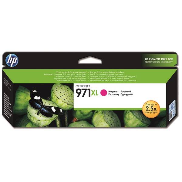 Inkoustová náplň HP 971XL, 6 600 stran purpurová

