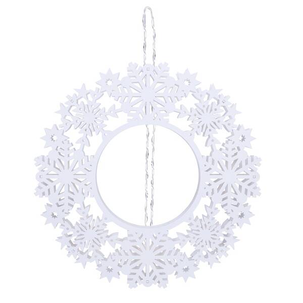 LED dekorace Solight dřevěný vánoční věnec, 10x LED, bílá, 30cm, časovač, 2x AA bílá

