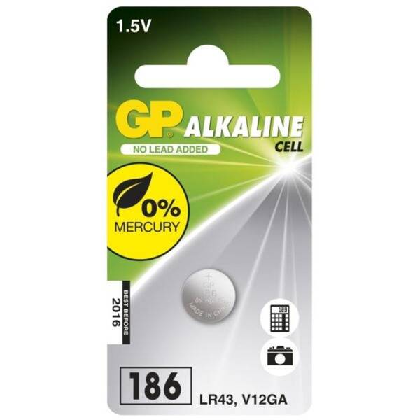 Baterie alkalická GP LR43, 186, blistr 1ks 

